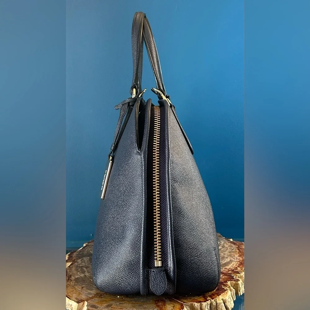 Coach Prince Street Midnight Blue Crossgrain Leather Domed Satchel 34939